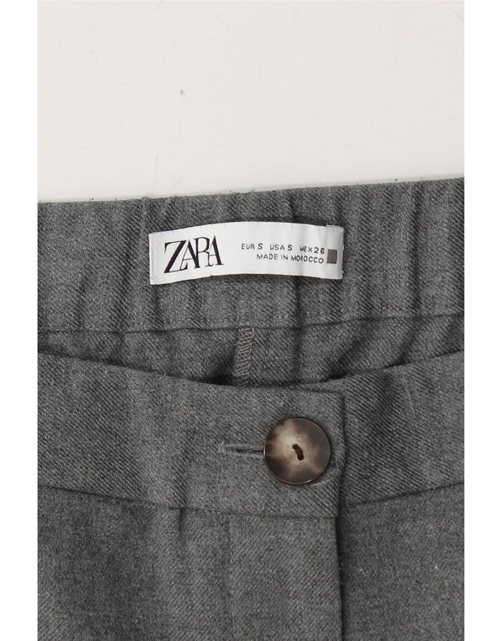 ZARA Womens Straight Capri Trousers Small W26 L22 Grey Polyester Vintage Zara and Second-Hand Zara from Messina Hembry 