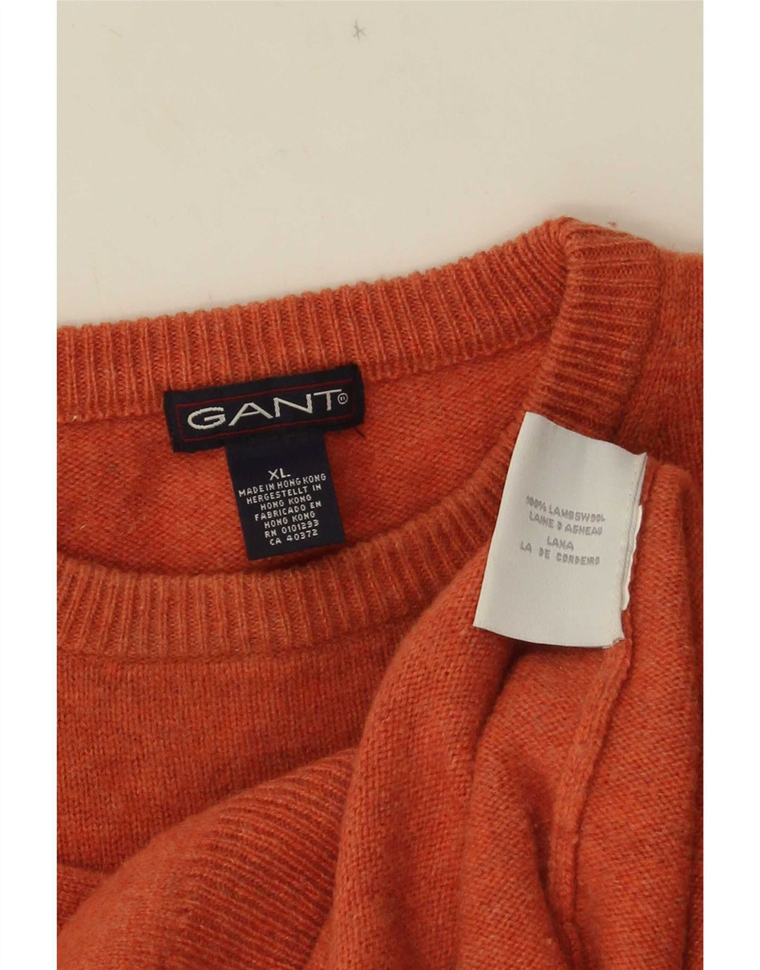 Gant Herren-Pullover mit Rundhalsausschnitt, XL, orangefarbene Lammwolle