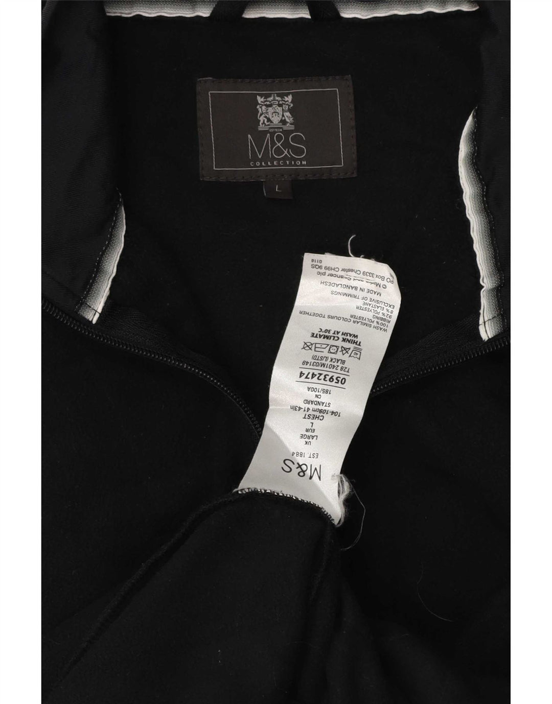 Marks & Spencer Herren Fleecejacke UK 40 Large Schwarz Polyester