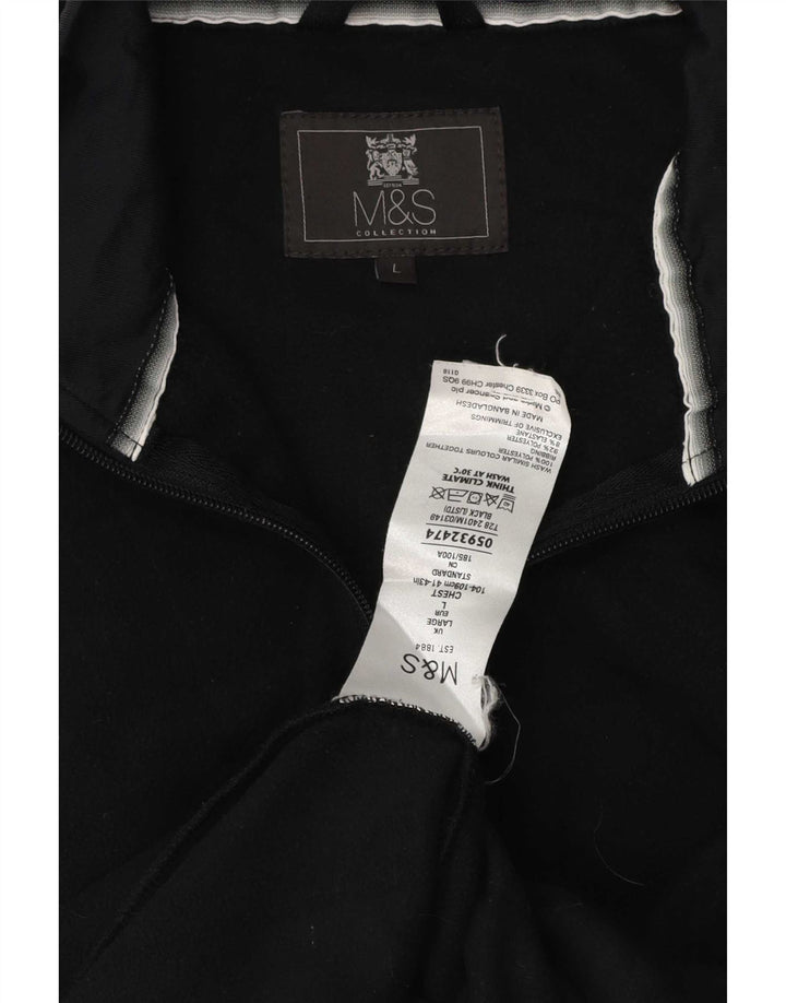 Marks & Spencer Herren Fleecejacke UK 40 Large Schwarz Polyester