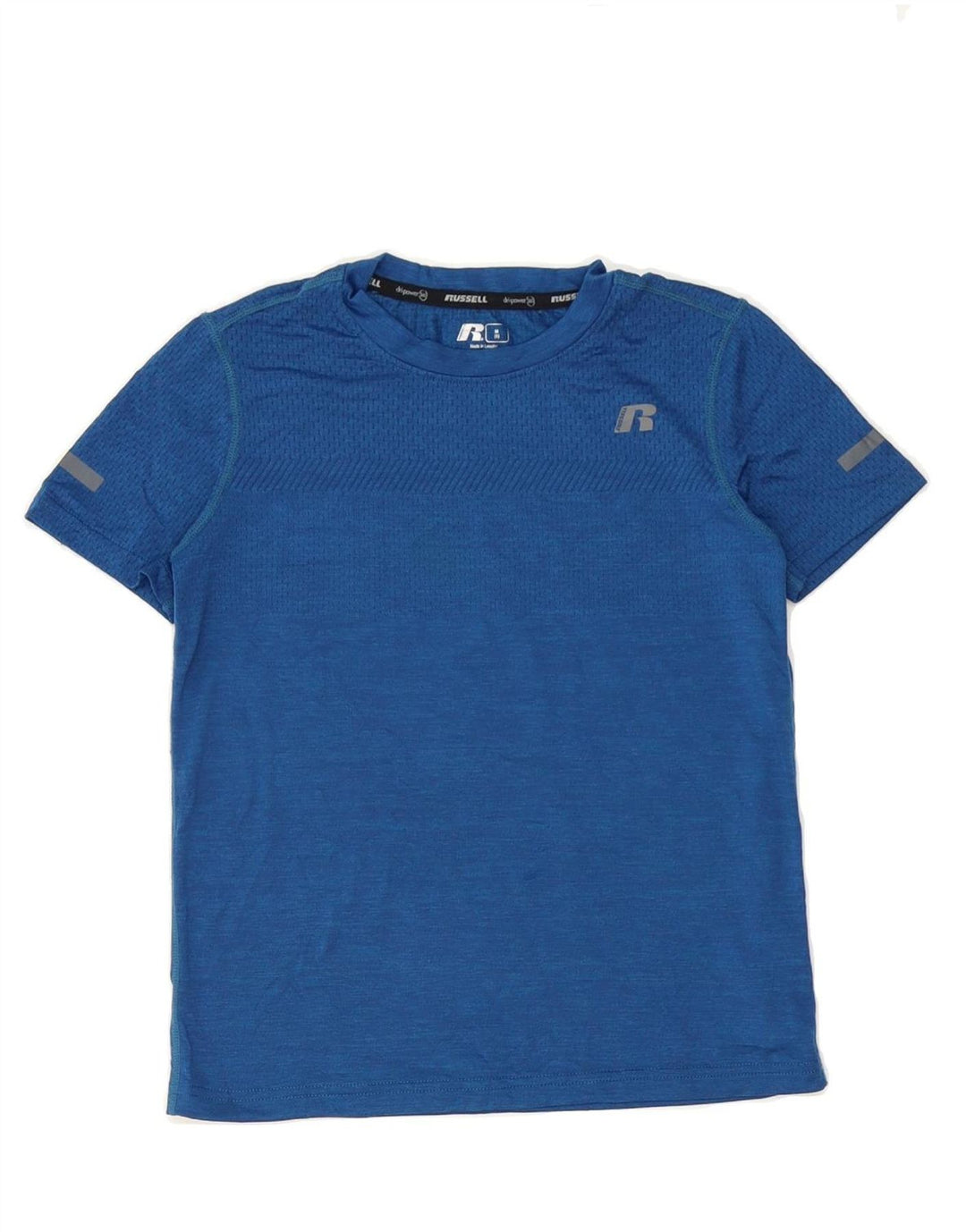 RUSSELL ATHLETIC Boys T-Shirt Top 7-8 Years Medium Blue Nylon Vintage Russell Athletic and Second-Hand Russell Athletic from Messina Hembry 
