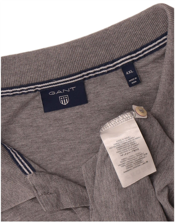 Gant Herren Poloshirt 4XL Grau meliert Baumwolle