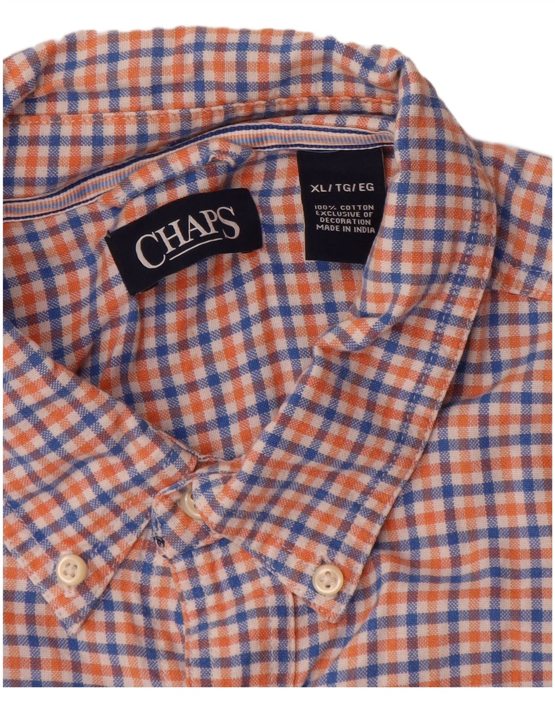 Chaps Herren-Flanellhemd XL aus blauer Gingham-Baumwolle