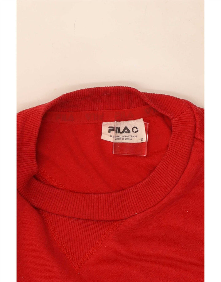 Fila Damen Grafik-Sweatshirt-Pullover UK 10 Small Rote Baumwolle