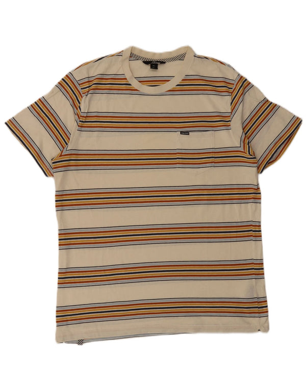 Volcom Herren T-Shirt Top Large Beige Gestreifte Baumwolle