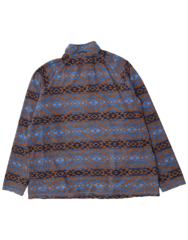 Cotton Traders Herren-Fleecepullover mit Reißverschluss am Hals, 2XL, blaues geometrisches Polyester