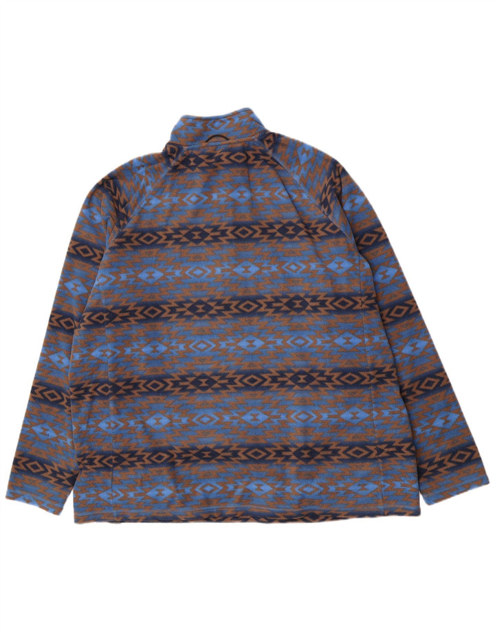 Cotton Traders Herren-Fleecepullover mit Reißverschluss am Hals, 2XL, blaues geometrisches Polyester