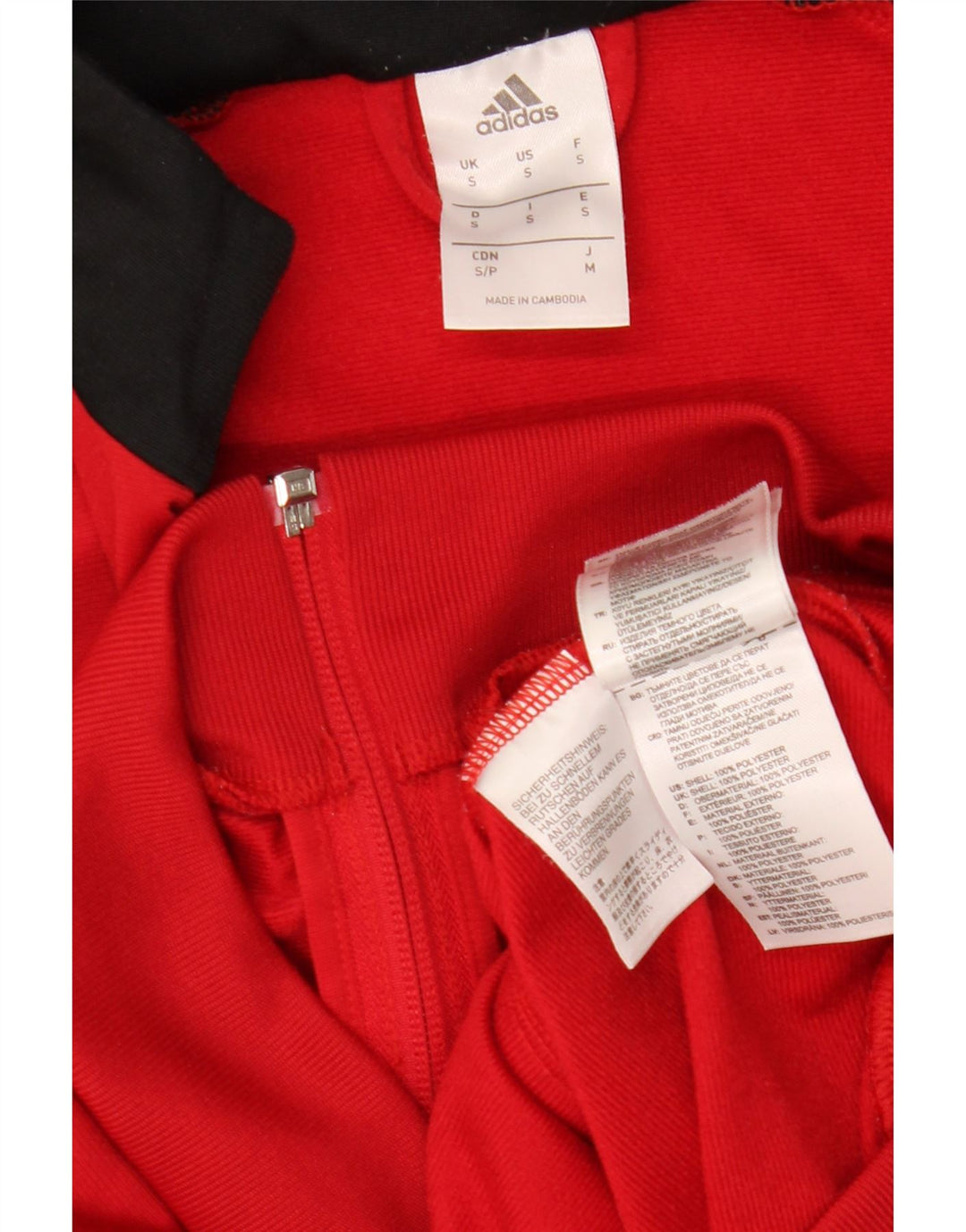 Adidas Herren-Trainingsanzug-Top-Jacke, klein, rotes Farbblock-Polyester