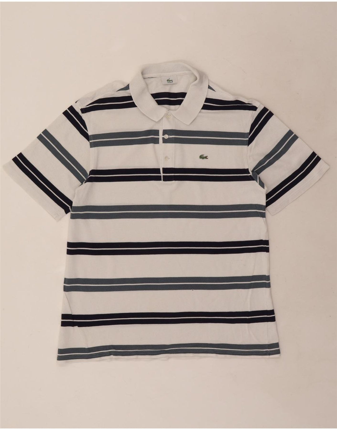 Lacoste Herren-Poloshirt, Größe 5, groß, weiß gestreift