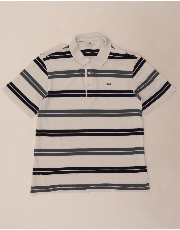 Lacoste Herren-Poloshirt, Größe 5, groß, weiß gestreift