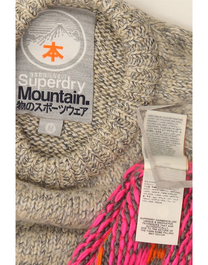 Superdry Damen-Pullover mit Rundhalsausschnitt, UK 14, Mittelgrau, Fair Isle