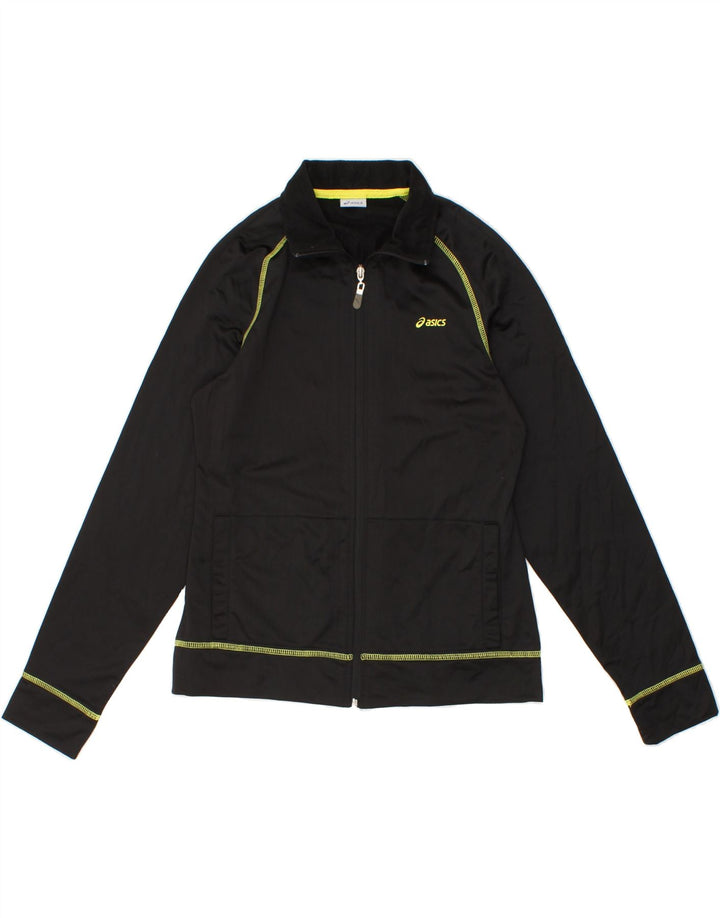 ASICS Womens Tracksuit Top Jacket UK 12 Medium Black Polyester Vintage Asics and Second-Hand Asics from Messina Hembry 