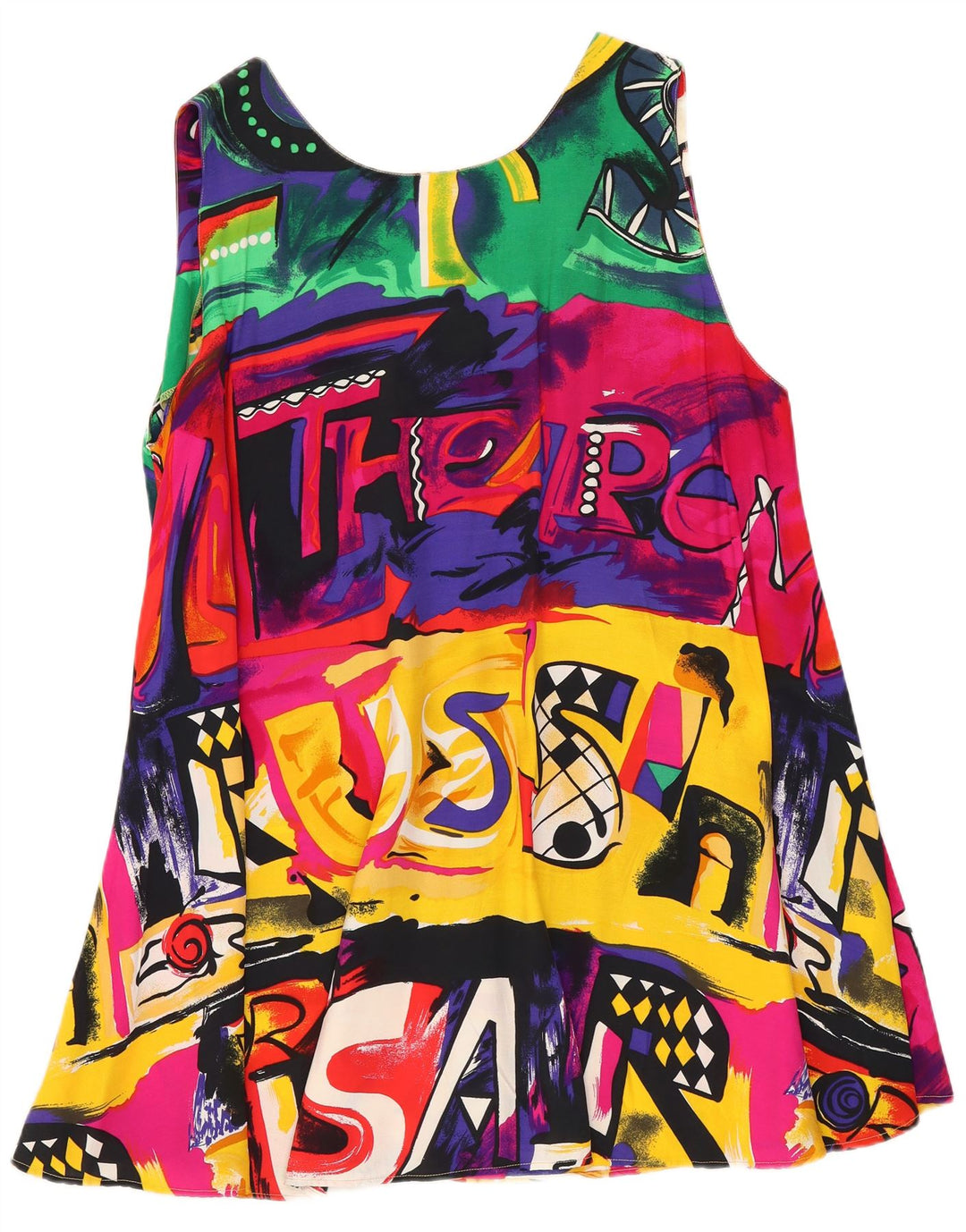 Vintage Damen Longline Loose Fit Bluse Top UK 14 Medium Mehrfarbig