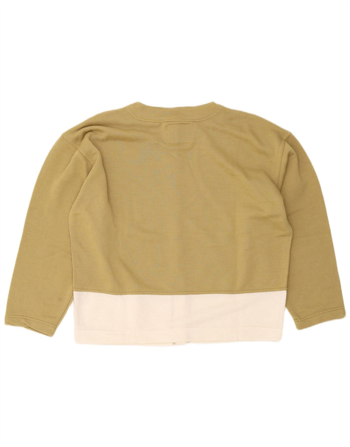 Vintage Damen-Strickjacke in Übergröße, Gr. 14, mittlerer Khaki-Farbblock