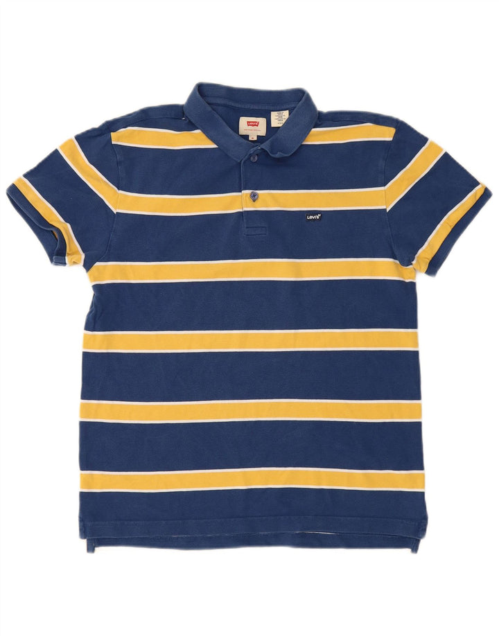 Levi's Herren-Poloshirt aus mittelblauer, gestreifter Baumwolle