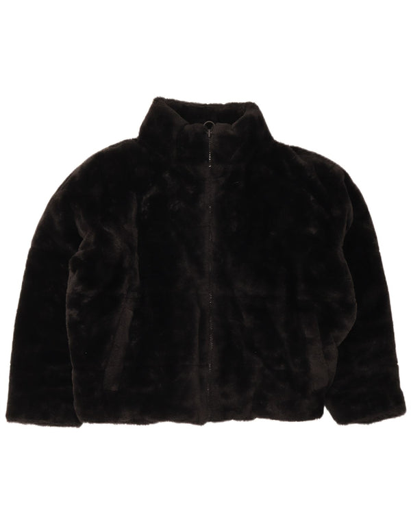 Zara Damen Kunstpelzjacke UK 16 Large Schwarz Polyester