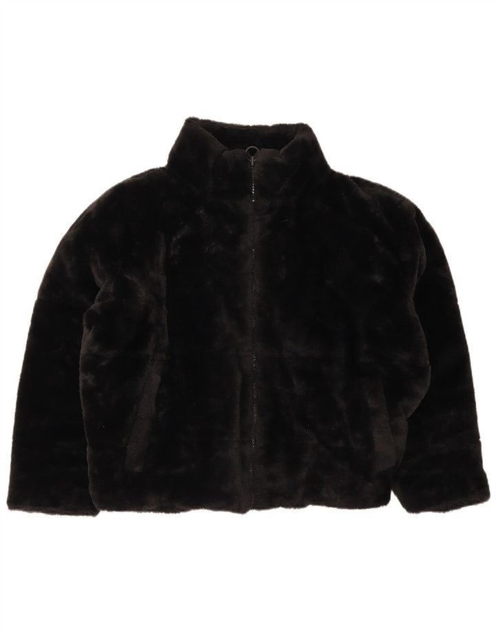Zara Damen Kunstpelzjacke UK 16 Large Schwarz Polyester
