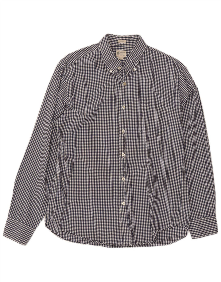J. CREW Herren-Hemd mit maßgeschneiderter Passform, groß, marineblau, Gingham-Baumwolle