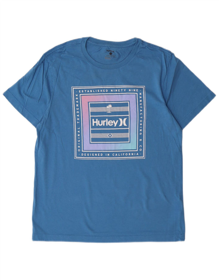 Hurley Herren Grafik-T-Shirt-Oberteil aus mittelblauer Baumwolle