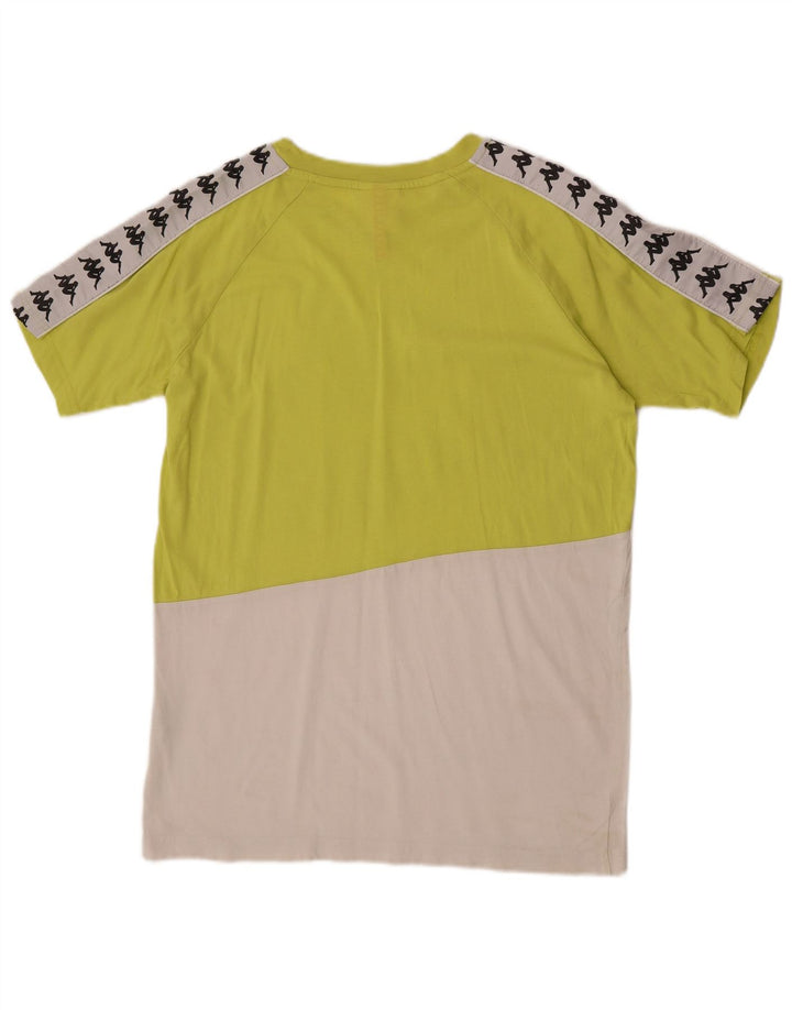 Kappa Herren Grafik-T-Shirt-Oberteil aus mittelgrüner Colourblock-Baumwolle