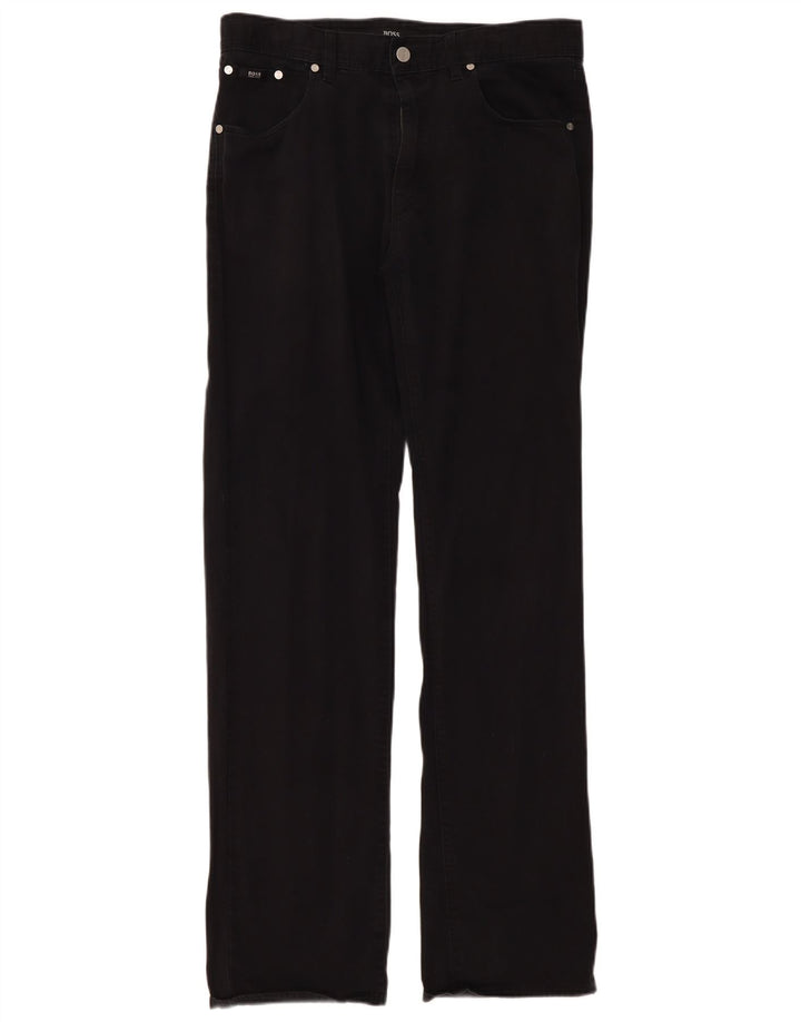 Hugo Boss Herren Straight Jeans W34 L34 Schwarze Baumwolle