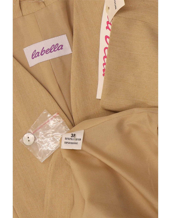 Vintage Damen Kurzärmelige 9-Knopf-Blazerjacke EU 38 Mittelbeige