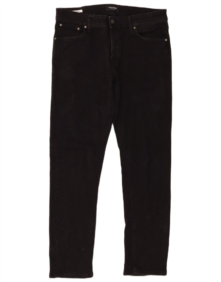Jack & Jones Herren Slim Jeans W34 L32 Schwarze Baumwolle