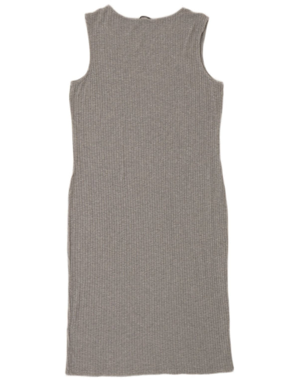 Marks & Spencer Damen Ärmelloses, figurbetontes Kleid UK 12 Mittelgraue Viskose