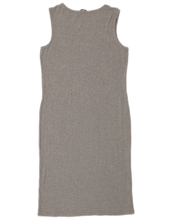 Marks & Spencer Damen Ärmelloses, figurbetontes Kleid UK 12 Mittelgraue Viskose