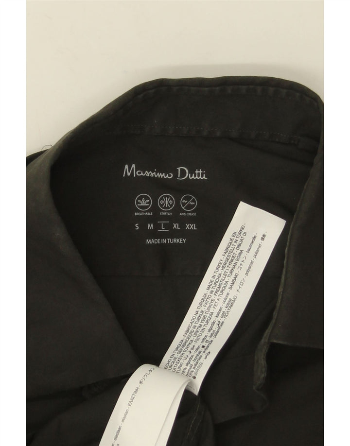 Massimo Dutti Herrenhemd, groß, grüne Baumwolle
