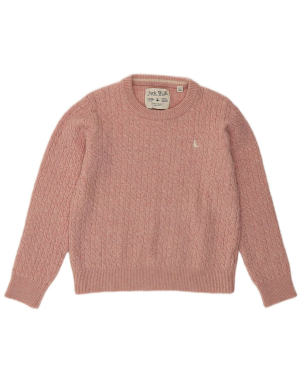 Jack Wills Damen-Pullover mit U-Boot-Ausschnitt, UK-Gr. 14, Größe L, Rosa, Merinowolle