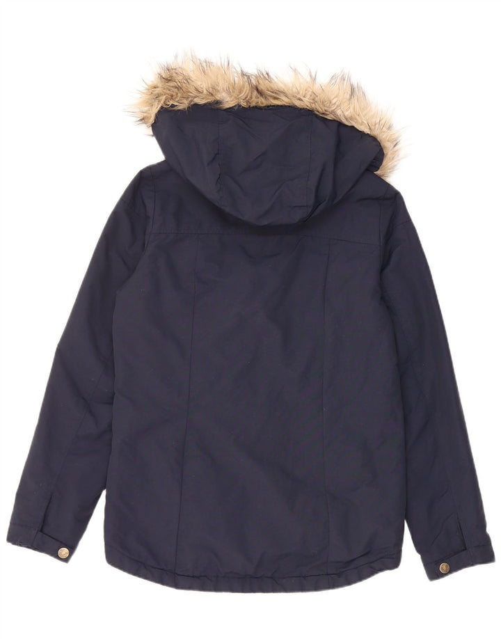 Fat Face Wattierte Damenjacke mit Kapuze, Größe S, Marineblau, Nylon