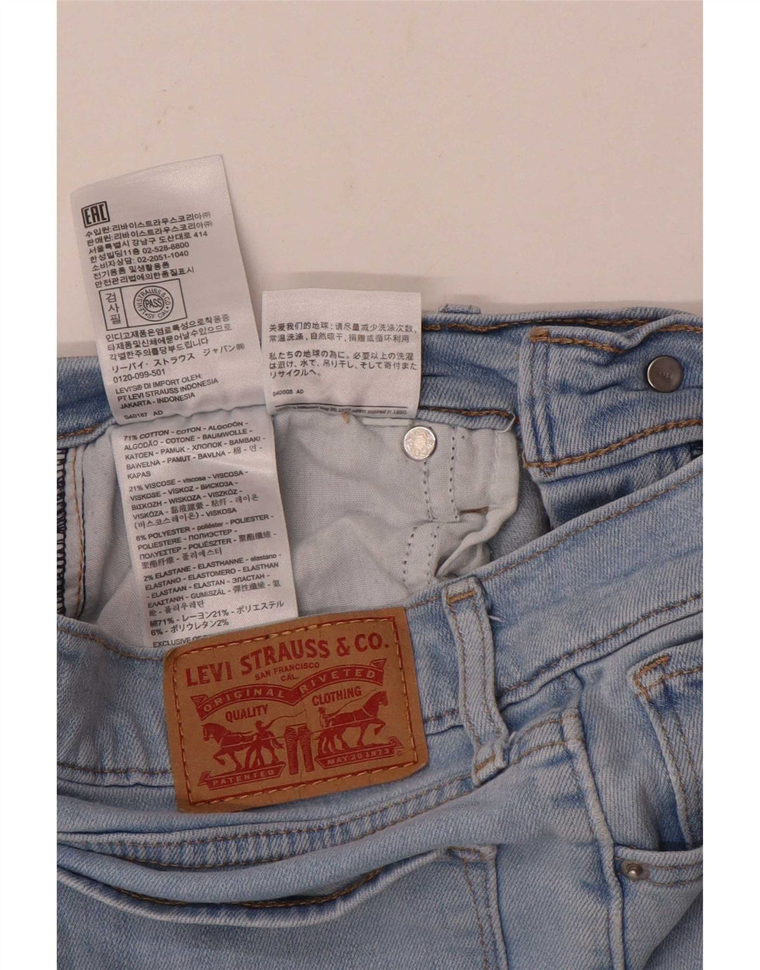 Levi's Damen Straight Jeans W25 L26 Blaue Baumwolle