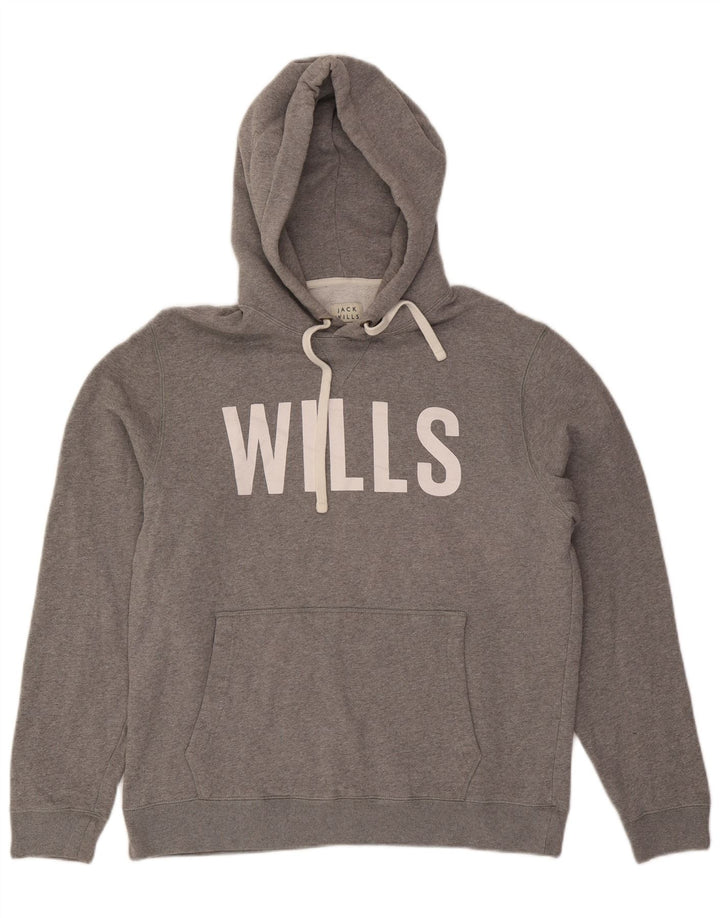 Jack Wills Herren-Kapuzenpullover mit Grafik, groß, aus grauer Baumwolle