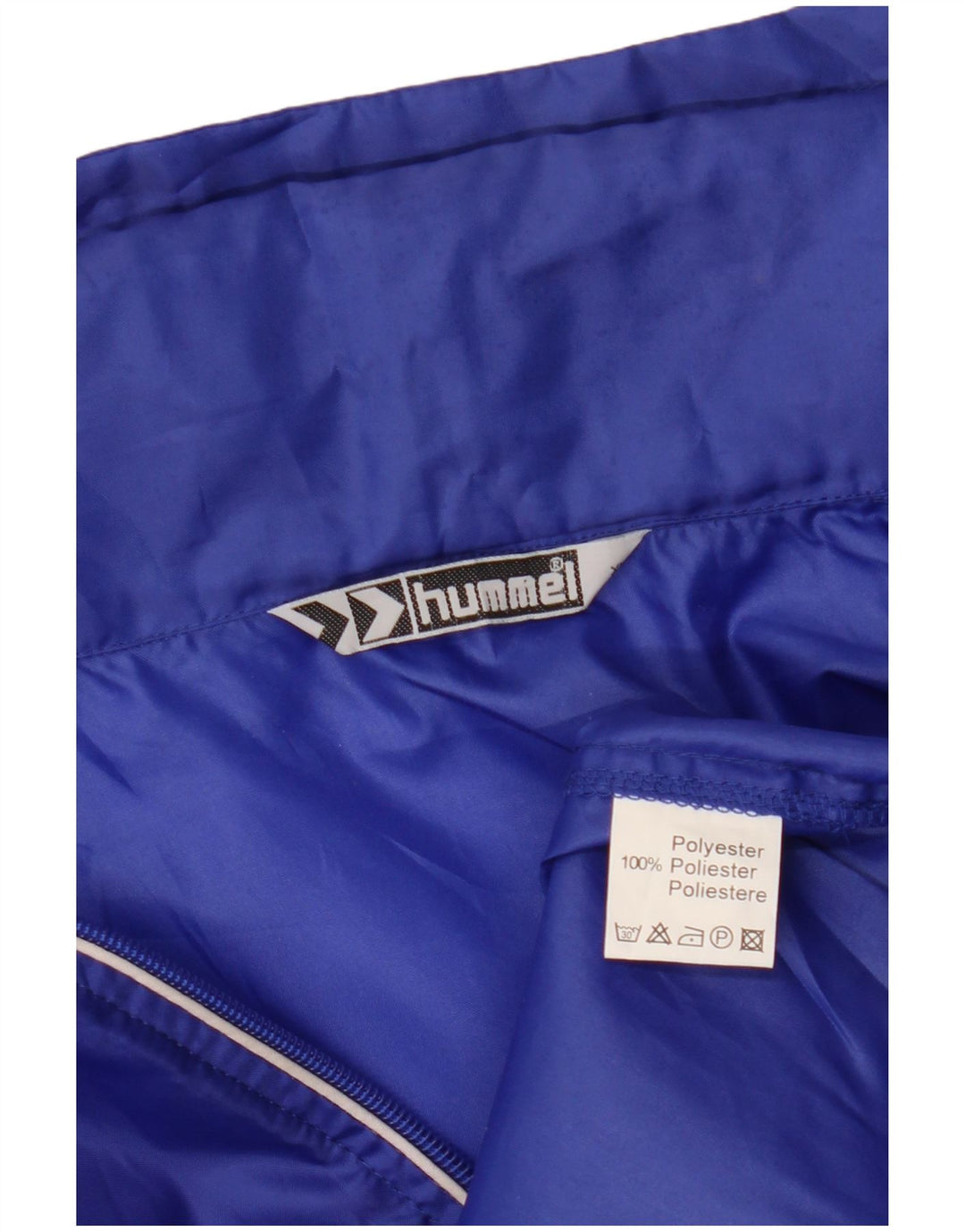 HUMMEL Herren-Regenjacke mit grafischer Kapuze, UK 42, XL, Blau, Polyester