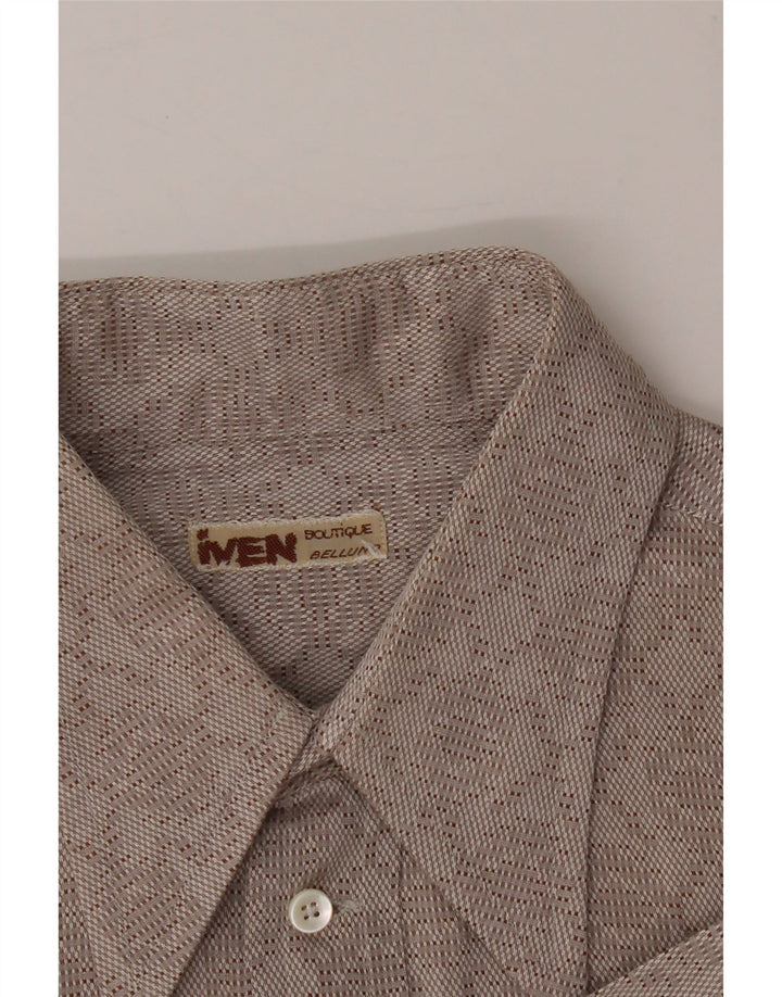 VINTAGE Mens Shirt Small Beige Geometric Vintage Vintage and Second-Hand Vintage from Messina Hembry 