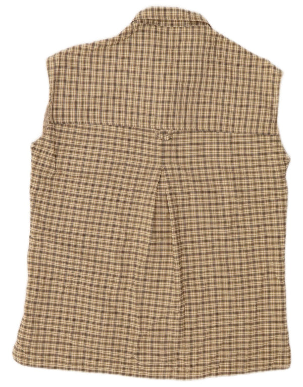 JACK WOLFSKIN Damen ärmelloses Hemd UK 10 Small Beige Check Polyester