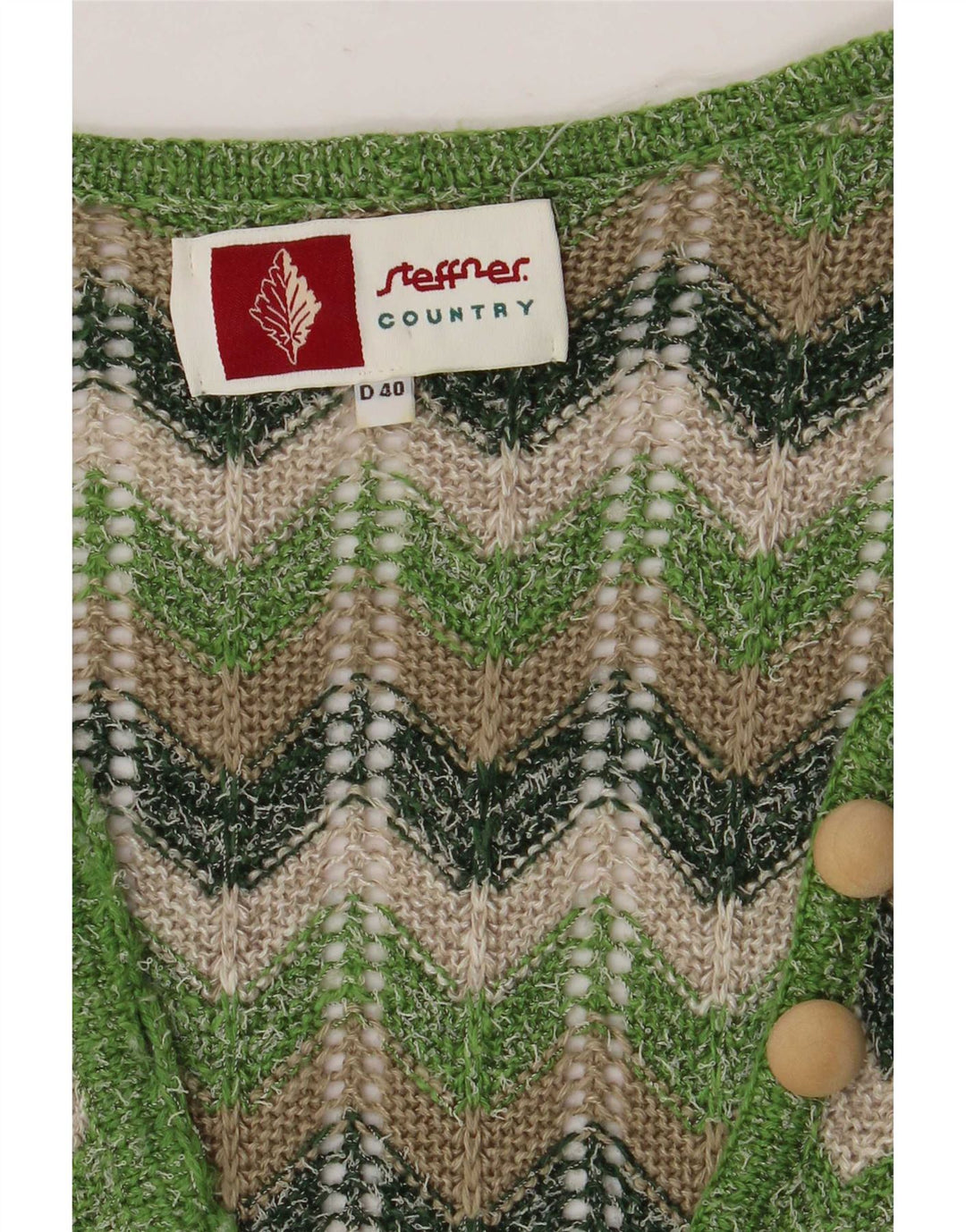 Steffner Damen Crop Cardigan Pullover EU 40 Mittelgrüner Chevron