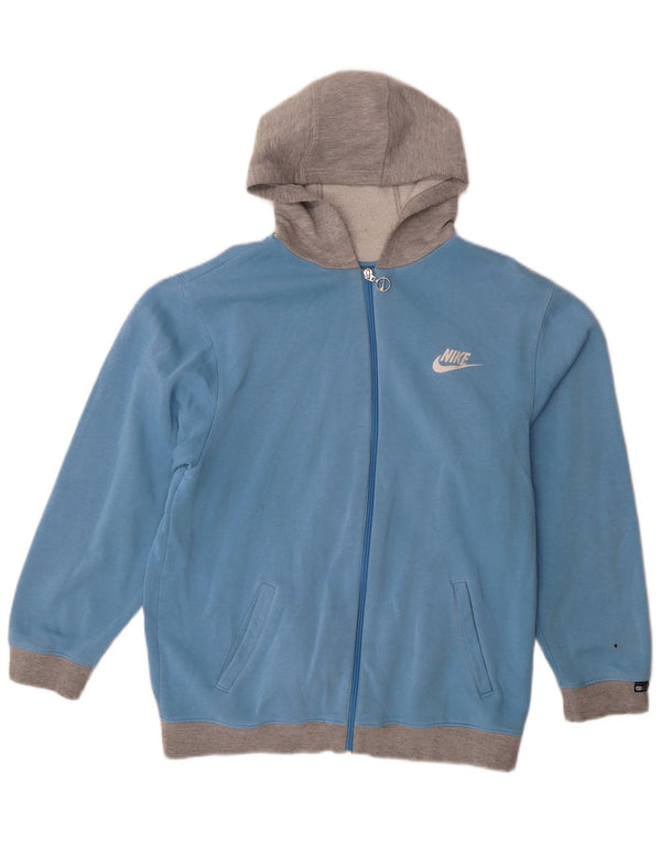 Nike Jungen-Kapuzenpullover mit Reißverschluss, 13–14 Jahre, XL, blaue Farbblock-Baumwolle