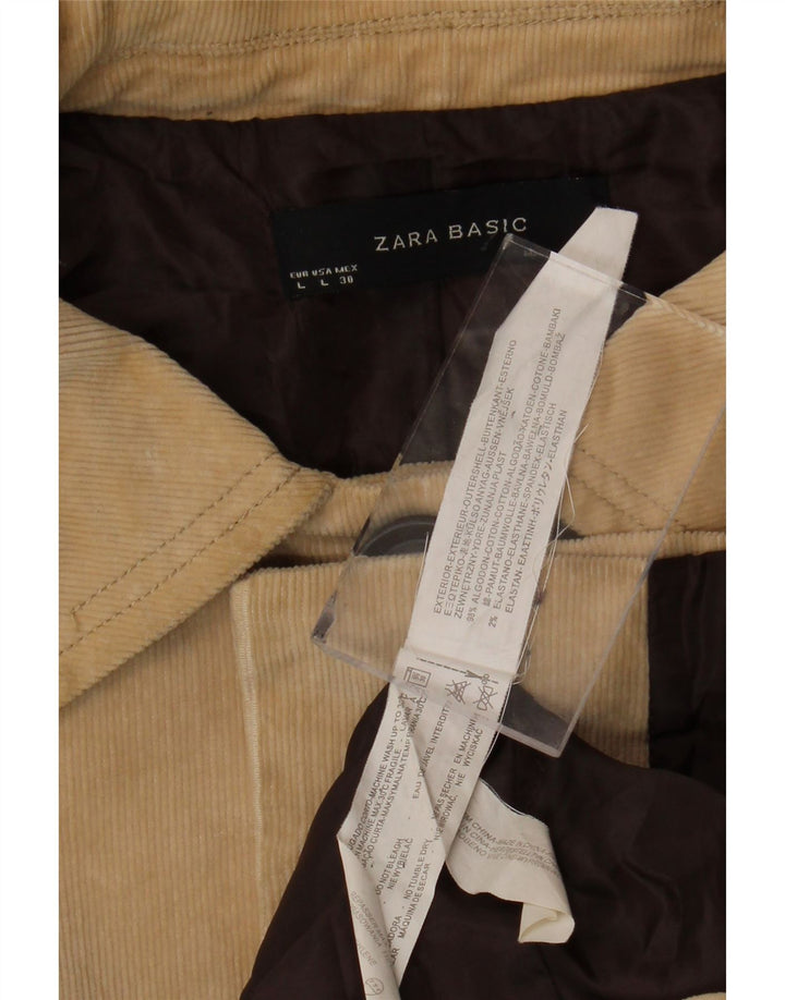 ZARA Damen Cordjacke UK 16 Large Beige Baumwolle