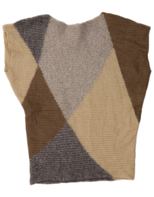 BENETTON Damen-Pullover mit U-Boot-Ausschnitt, Gr. 14, mittelmehrfarbig