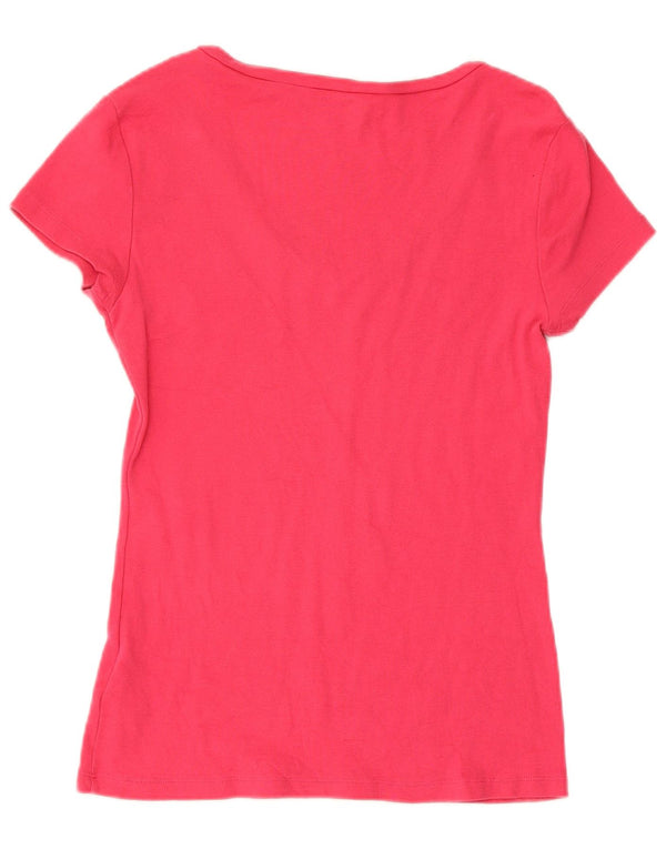 Tommy Hilfiger Damen Kurzarm-Slim-Fit-T-Shirt-Oberteil UK 12 Mittelrot