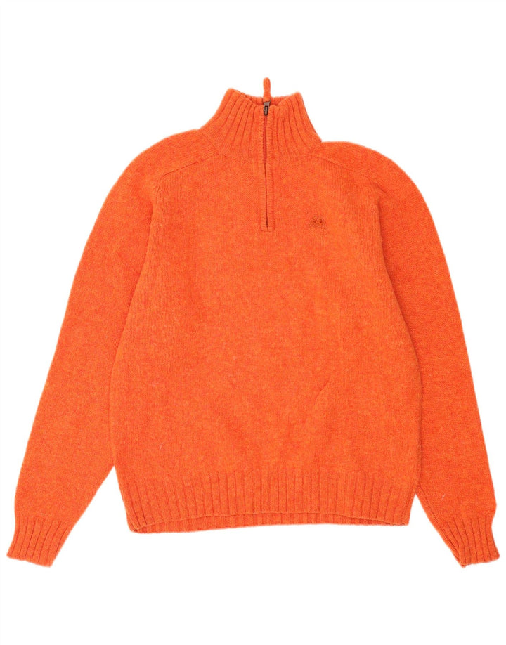Kappa Herren-Pullover mit Reißverschluss am Hals, mittelorangefarbene Schurwolle