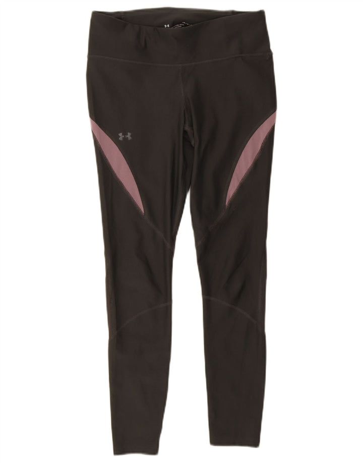 Under Armour Damen Dri Fit Crop Leggings UK 14 Mittelgrauer Farbblock
