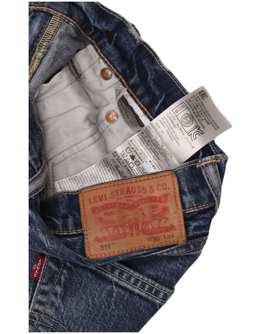 Levi's Herren 511 Slim Jeans W30 L34 Blaue Baumwolle