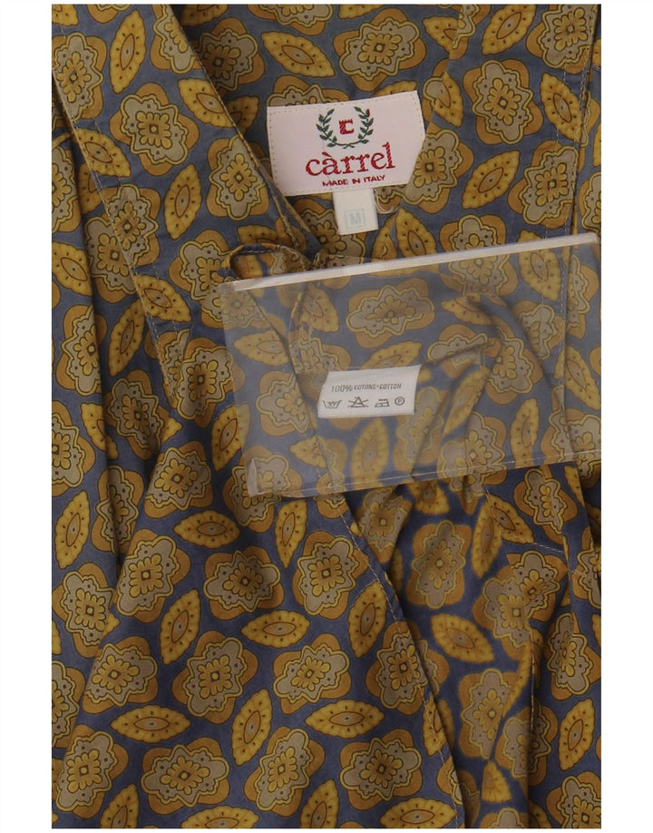 Carrel Herren-Kurzarmhemd aus mittlerer Khaki-Baumwolle mit Blumenmuster