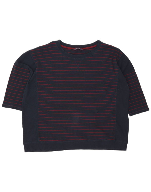 Marks & Spencer Damen-Pullover mit U-Boot-Ausschnitt, UK 22 3XL, Marineblau gestreift
