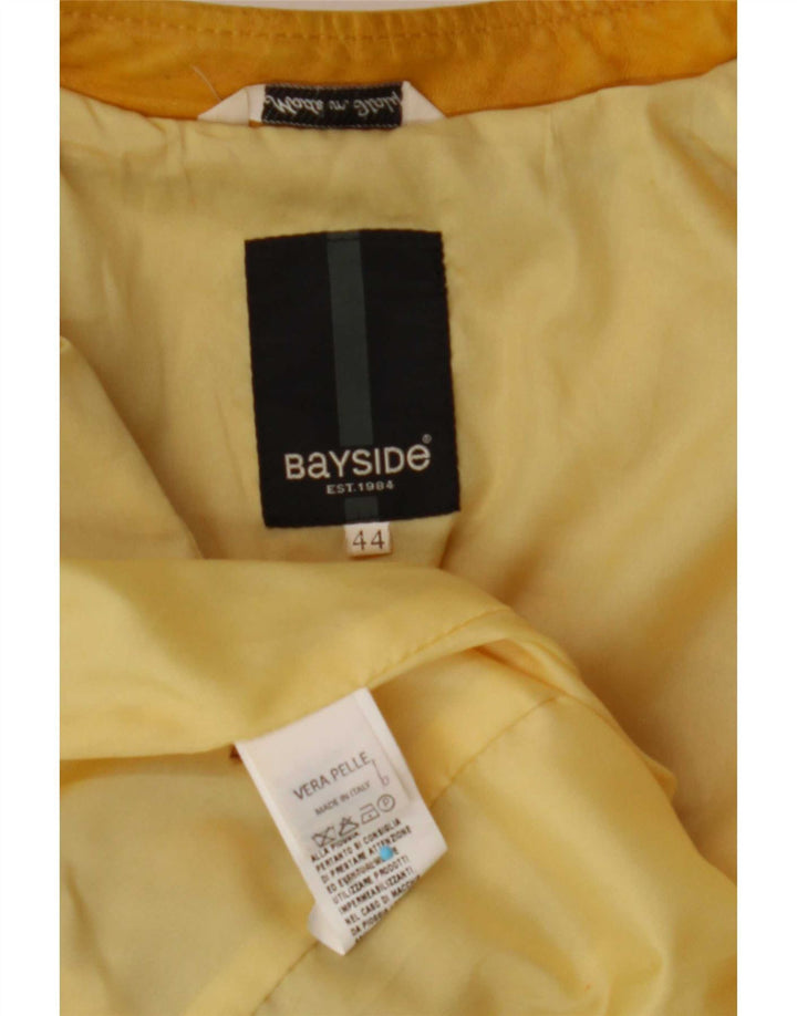 Bayside Damen Leder-Bikerjacke IT 44 Mittelgelbes Leder