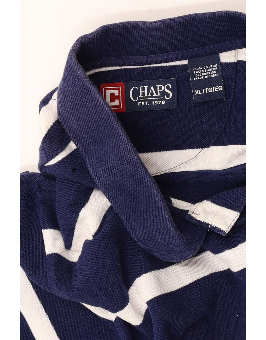 Chaps Herren-Poloshirt XL, marineblau, gestreift, Baumwolle