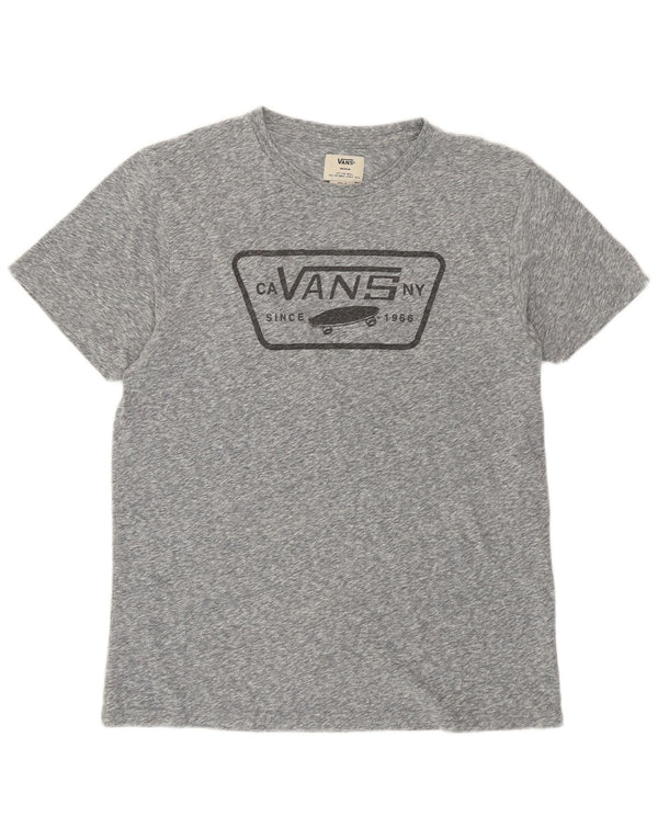 Vans Grafik-T-Shirt für Damen, UK 14, mittelgrau gefleckte Baumwolle